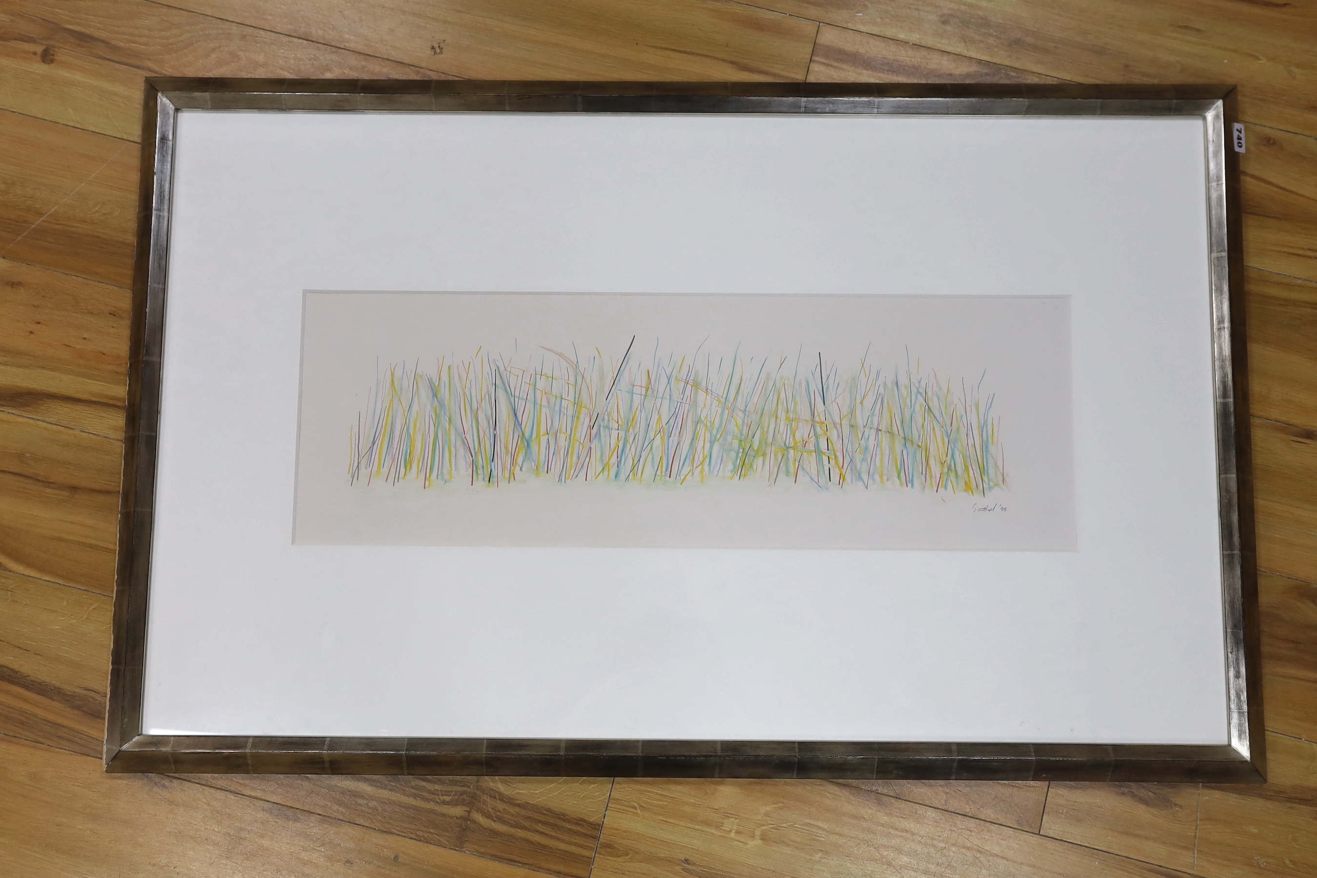 Andrew Southall (Australian, contemporary), abstract, 'Lawn', signed and dated ‘88, 26 x 81cm